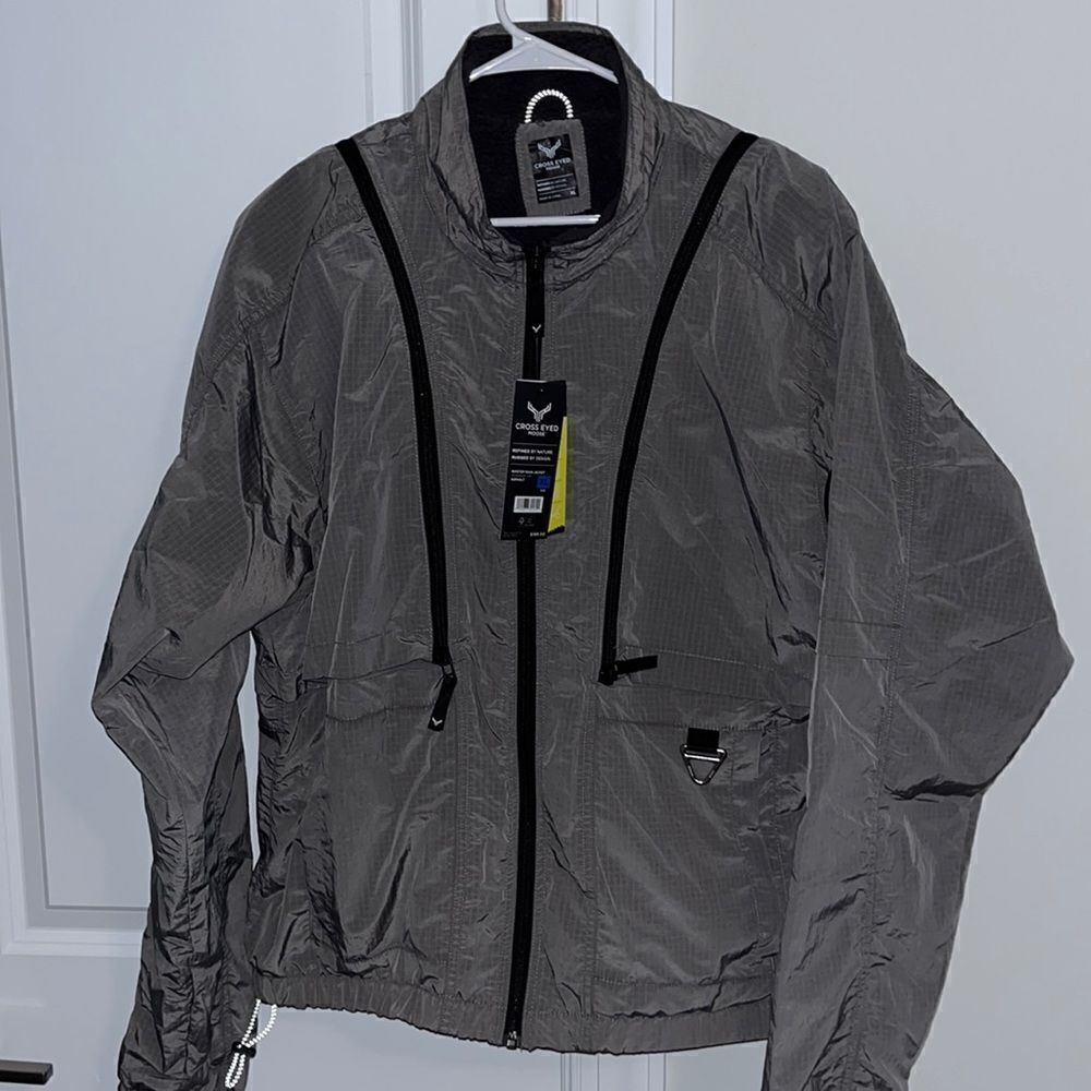 New Gray Mens Cross eyed moose convertible 2-1 Ripstop wind jacket vest combo
